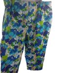 Kathy Ireland  24 Blue Floral Stretch Capri Pants Photo 1