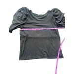 Nation Ltd Black Pima Cotton Linen Puff Sleeve Crew Neck Top Women's Size S Photo 6