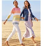 Talbots  LINEN BLEND STRIPE SKIRT NEW size 14 petite Photo 2