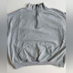 Aerie  Womens Gray Cropped Quarter Zip Long Sleeve Sweatshirt with Pocket Size Sm Photo 1