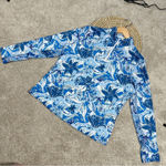 Gottex  Tops 1/4 Zip Longsleeve Floral Printed Blue High-Neck Golf Size L Photo 2