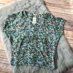 Tulle Womens Blouse Size Medium‎ Floral Sheer Green Pink Blue Oversized NEW Photo 2