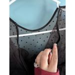 1960s Black Silk Wiggle Dress w/ Swiss Dot Sheer Panel Size M Photo 6