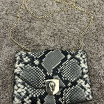 Elegant Black and White Snake Print Chain Bag Photo 0
