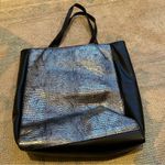 Ted Baker London Tote Shoulder Bag Silver Snakeskin & Black Leather Photo 4