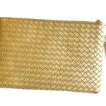 NWT Virginia Wolf Mimi Woven Clutch Metallic Gold Photo 5