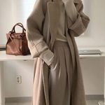 Wool coat long Heather apricot khaki womens winter outerwear Tan Size XXS Photo 1