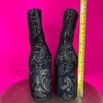 Ash  Fedora Black Gold Embroidered Floral Ankle Boot Sz 37 Photo 3