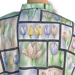 Vintage Allison Daley Pastel Tulip Print Short Sleeve Button Photo 4