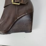 a.n.a . A New Approach Womens Boots 7 Brown Leather Knee High Wedges Heels Buckle Photo 11