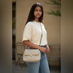 DKNY Quilted Crossbody Bag Grey Shoulder Purse Gold Logo Photo 3