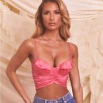 Oh Polly SEND MY LOVE Ruffle Cup Crop Top in Hot Pink Photo 5