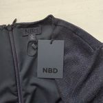 NBD NWT  Revolve Black Shimmer Sienna Catsuit Jumpsuit Sheer‎ Sleeves Ruched, S Photo 3