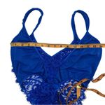 Vintage Lace Lacey Royal Blue French Cut Thong Lingerie Teddy One Piece … Size L Photo 3