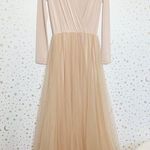 Blush Pink Long Sleeve Tulle Formal Gown Dress Photo 0