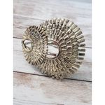 Vintage Hinged Bracelet / Bangle Gold Tone with Statement Artsy Design Photo 1