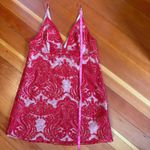 Free People  Red Night Shimmers Lace Mini Dress‎ Sequin Deep V-Neck Party Size 8 Photo 7