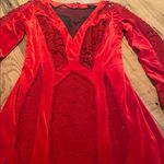 Tadashi Shoji  VAMP Red Velvet Matt Sequin Mesh Dress Size SMALL Photo 4