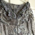 Mac Duggal Floral Embroidered Illusion Long Sleeve Gown Gray Sterling NWT Photo 7