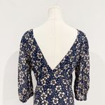 RIXO Cheryl 100% Silk Floral Puff Sleeve Ruffle Trim Tiered Midi Dress Small Blue Photo 9