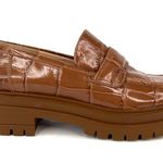 Gianvito Rossi Argo Lug Sole Croc Embossed Leather Penny Loafers Size EU 40.5 Photo 10