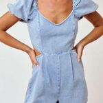 Blue Blush Denim Cutout Romper Photo 1