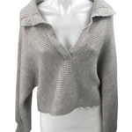 Princess Polly  Women's Gray Long Sleeve V Neck Knit Polo Sweater Top Size M/L Photo 0
