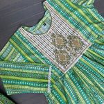 Cotton Nayra Cut Beautiful Kurti Set Indian Women Wedding Wear Ethnic Kurta Set Green Size XL Photo 9
