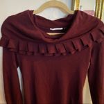T Tahari T. Tahari Ruffle Cowl Neck Sweater Maroon size Small Photo 1