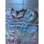 Lands' End Top Womens XL Pastel Plaid Linen Casual Preppy Coastal Career Photo 6