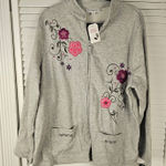 Breckenridge NWT  Womens Gray Embroidered Full‎ Zip Cardigan Sweater 2X Photo 0