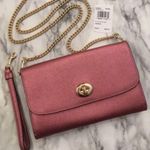 Coach Authentic metallic Crossgrain leather turnlock flap wristlet/Crosby Photo 14