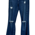 Forever 21 Dark Wash Flare Jeans Womens 27 Distressed Raw Split Hem Stretch Fall Western Photo 0