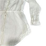 LL. Bean White Premium Washable Linen Drawstring Button Tunic SMALL Photo 5