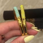 J.Crew Yellow Gold Blue Gold Crystal Rhinestone Bangle Set of 2 Photo 3