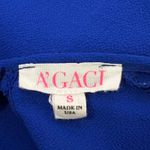 A'Gaci Blouse Woman's Small Royal Blue Gold Cut-Outs 3/4 Sleeve Corpcore Office Photo 7