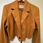 Free People  We The Free Block Party Crop Blazer Amber Large NWT Photo 4