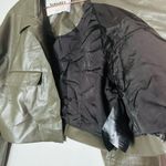 NANUSHKA Dark Olive Cropped Holleen Shirt Long Sleeves Jacket Size Large Green Photo 8