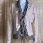 Chico's Pale Peach & Brown Ruffle Open Front Cardigan Size M Photo 0