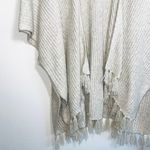 American Eagle Light Gray Fringe Tassel Hem Knit Poncho Sweater Photo 3