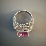 Filigree Pink CZ Sterling Silver Statement Ring Photo 3