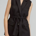 Everlane  The‎ Tencel Sleeveless Longline Blazer Vest Belted Black Size 14 NWT Photo 0