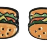 Boutique Brand New Womens Girls Burger Cheeseburger Enamel Stud Earrings Photo 0