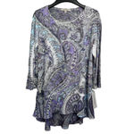 Jess & Jane Paisley Purple Blue Black White Tunic with Rhinestones NEW Photo 4