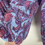 Jessica Simpson NWT‎  Laira Paisley Blouse Sz M Ruched Long Sleeve V Neck Cropped Photo 4
