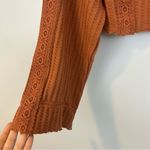 Free People  Cropped Thermal Waffle Lace Orange/Brown Long Sleeve Top Size XS Photo 4