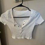 White Cropped Tee Size M Photo 0