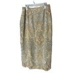 Chelsea Cambell 100% Silk Paisley Print Wrap Skirt‎ Size 8 Petite Tan Photo 4