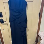 Eliza J  Blue Asymmetrical Peplum Cocktail Dress Photo 2