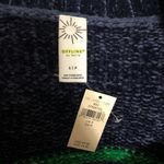 Aerie Offline by  Chenille Off Shoulder Ribbed Neck Sweater Navy Green Striped S Photo 2